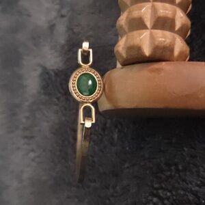 Vintage Sarah Coventry Flip Bracelet W/ Reversible Faux Jade Cabochon Bangle